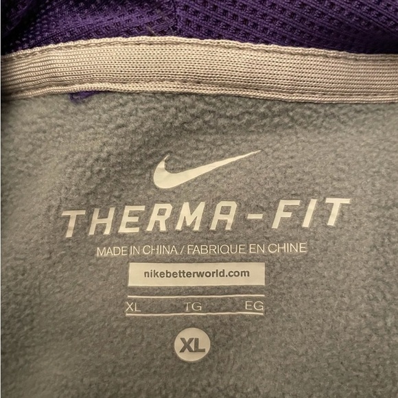 Like new Dark Heather gray and  purple Nike Dri fit hooded sweatshirt. - Picture 4 of 4
